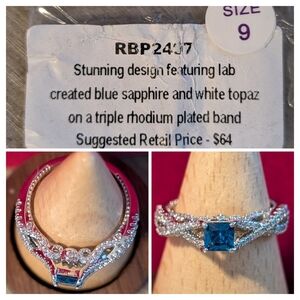RBP Silver Ring with Blue Sapphire and White Topaz